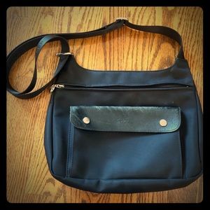 Longchamp Black Nylon & Leather Crossbody Bag